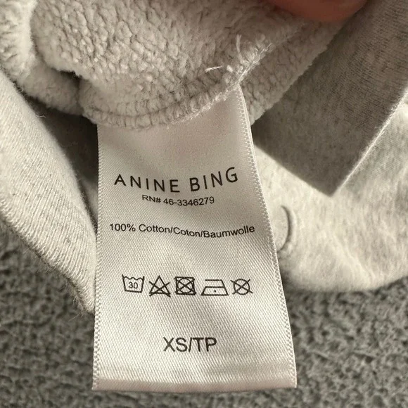 Anine Bing Ramona Sweatshirt Womens XS Gray Brigitte Bardot Terry O'Neill - Picture 7 of 9